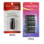 Two packages of thread and weaving sets with different quantities on a white background.