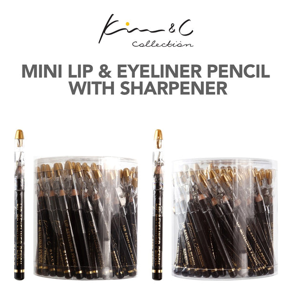 KIM & C Mini Lip & Eyeliner Pencil with Sharpener (72pcs/jar)