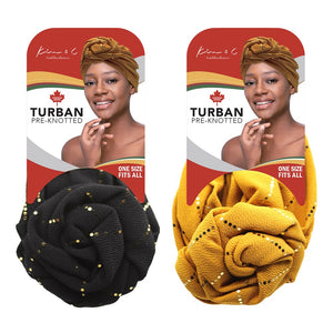 KIM & C Premium Pre-Knotted Turban with Gold Line