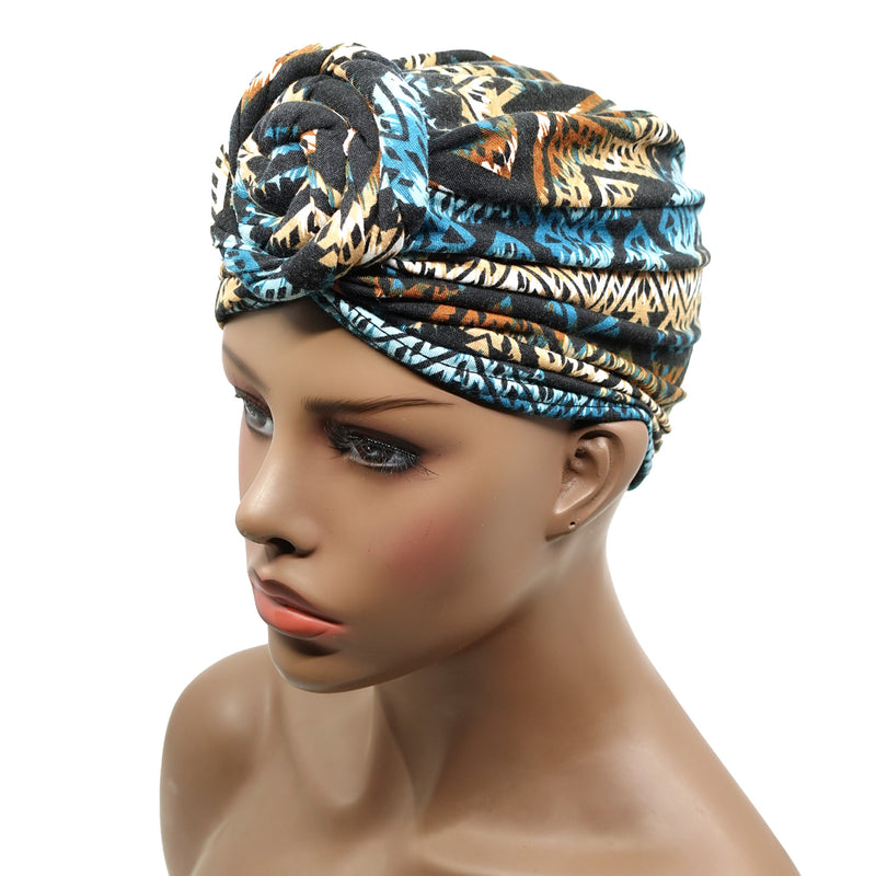 KIM & C Premium Pre-Knotted Turban with Modern Stitch Pattern