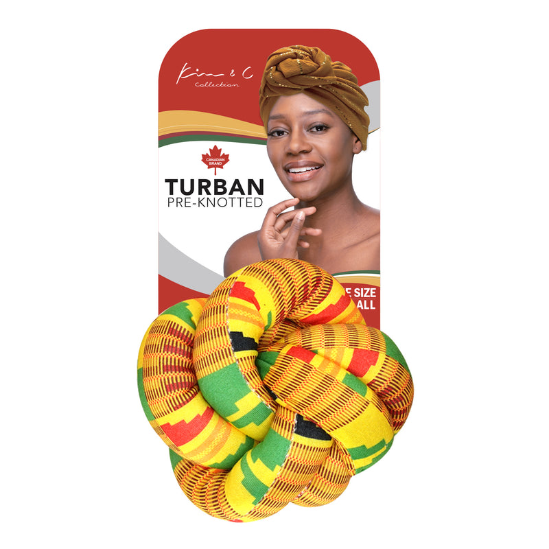 KIM & C Premium Pre-Knotted Turban with African Pattern