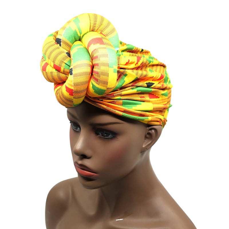 KIM & C Premium Pre-Knotted Turban with African Pattern