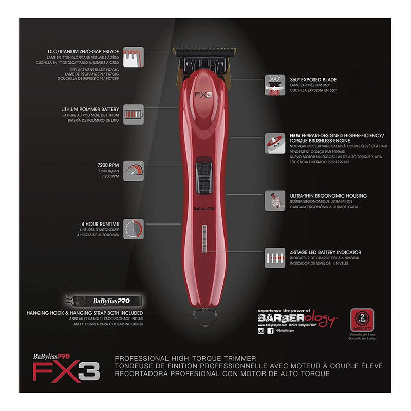 BABYLISS PRO FX3 Professional High Torque Trimmer [Ferrari Powered]