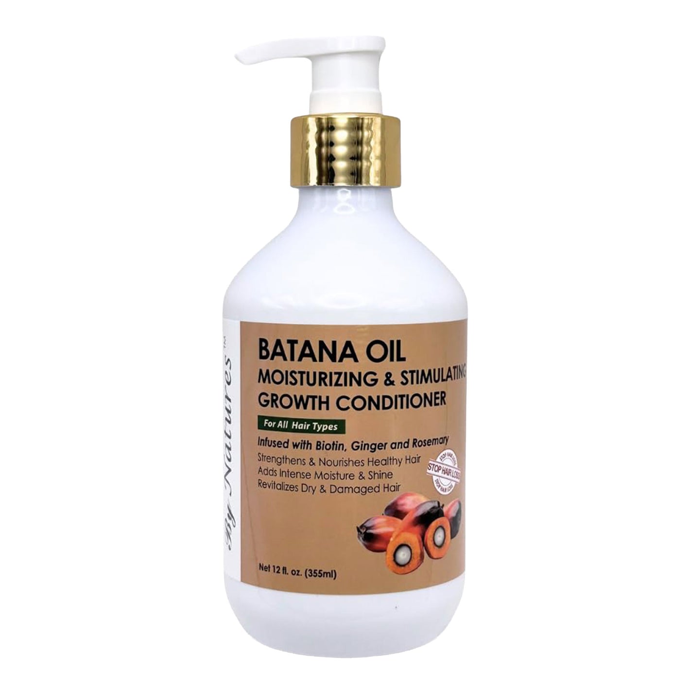 Batana Oil moisturizing and stimulating growth conditioner bottle on a white background