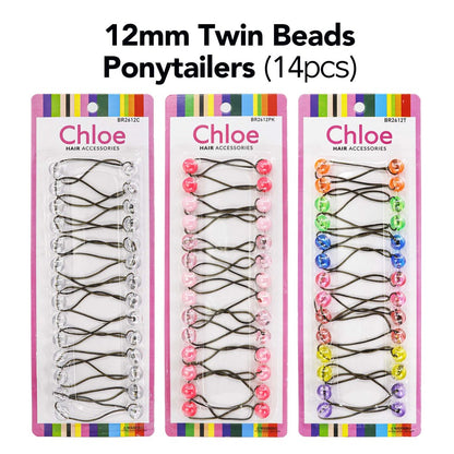 CHLOE 14pcs Twin Beads Ponytailers 12mm