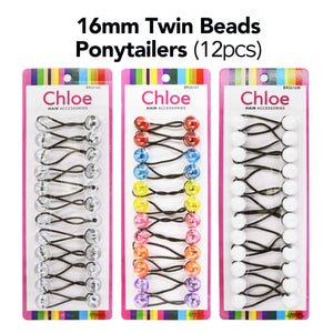 CHLOE  12pcs Twin Beads Ponytailers 16mm