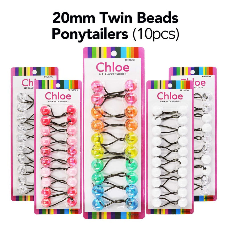 CHLOE 10pcs Twin Beads Ponytailers 20mm