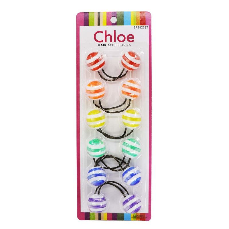 CHLOE 6pcs Twin Beads Ponytailers  25mm