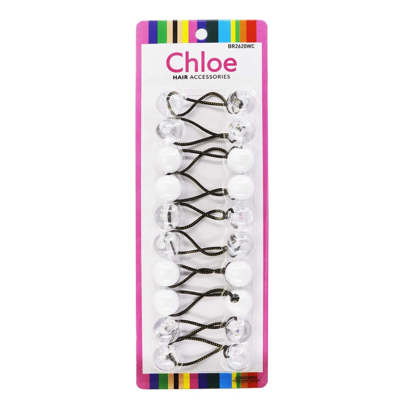 CHLOE 10pcs Twin Beads Ponytailers 20mm