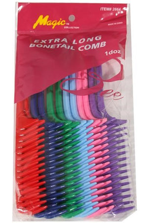 MAGIC COLLECTION Extra Long Bone Tail Comb 12pcs Bulk Pack