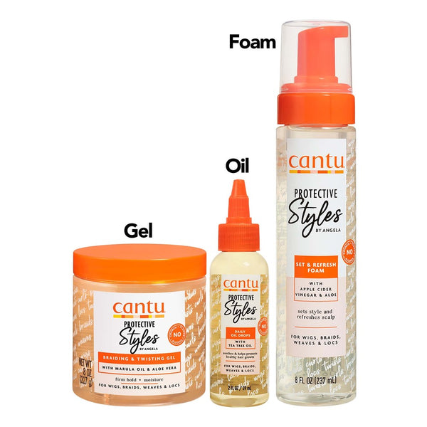 CANTU Protective Styles Collection Styling Bundle (12 sets) (Gel+Foam+Oil)