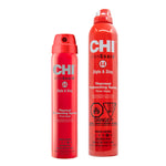 Two red bottles of CHI Iron Guard thermal protecting spray on a white background