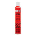 Red hair spray can with white label on a white background