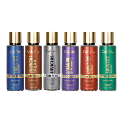 Set of Cola Vita men's fragrance bottles on a white background