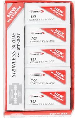 DORCO Platinum Stainless Steel Blades Red ST301 [10 BladesX10ct/Pack]