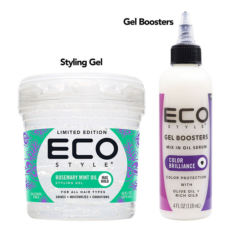 ECO Rosemary Mint Styling Gel (12 pcs) & Gel Boosters (4 pcs) (Color Brilliance) COMBO