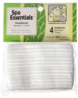 GRAHAM BEAUTY Spa Essentials Headbands Lycra with Velcro Closure [4pcs/pk]