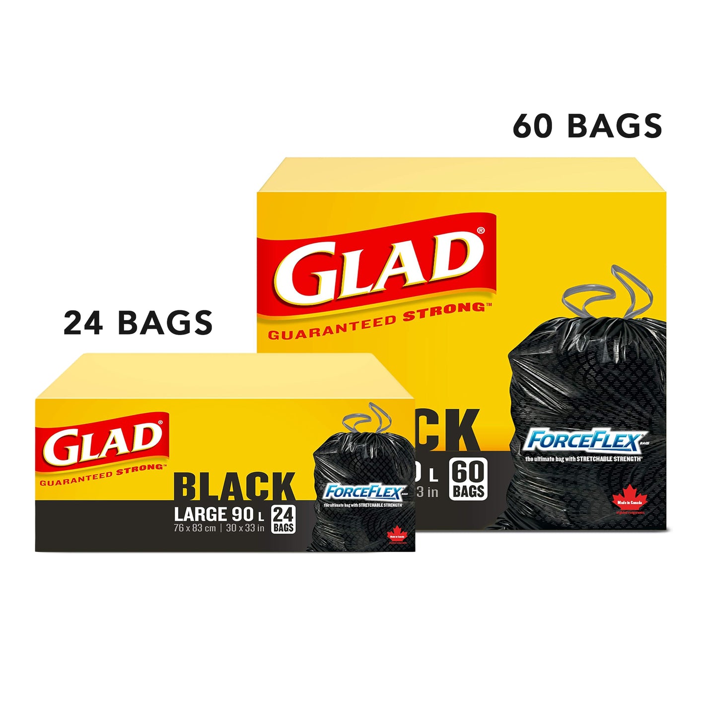 GLAD Black Garbage Bag Force Flex Drawstring