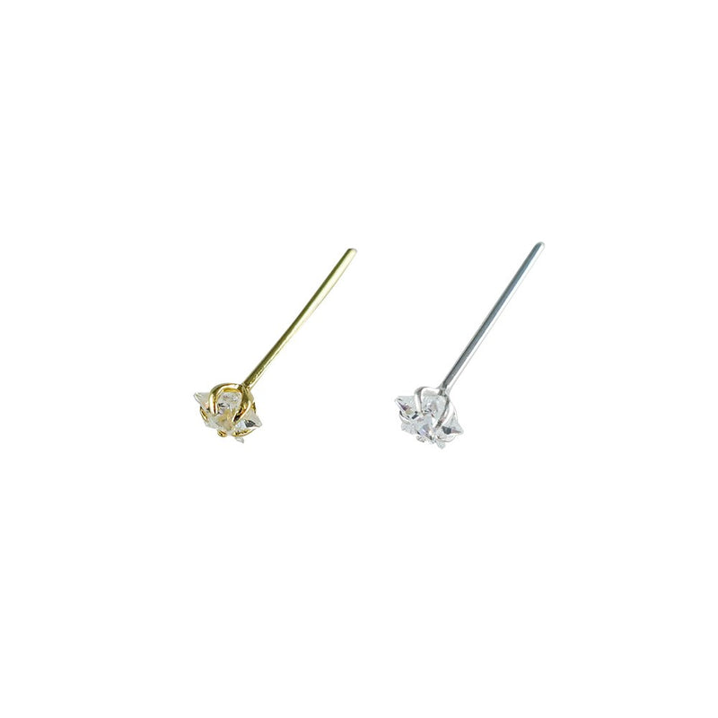 INTERVISION 925 Silver Nose Stud with Cubic Zirconia, no tip, 3mm  19009-9AST (20pcs)