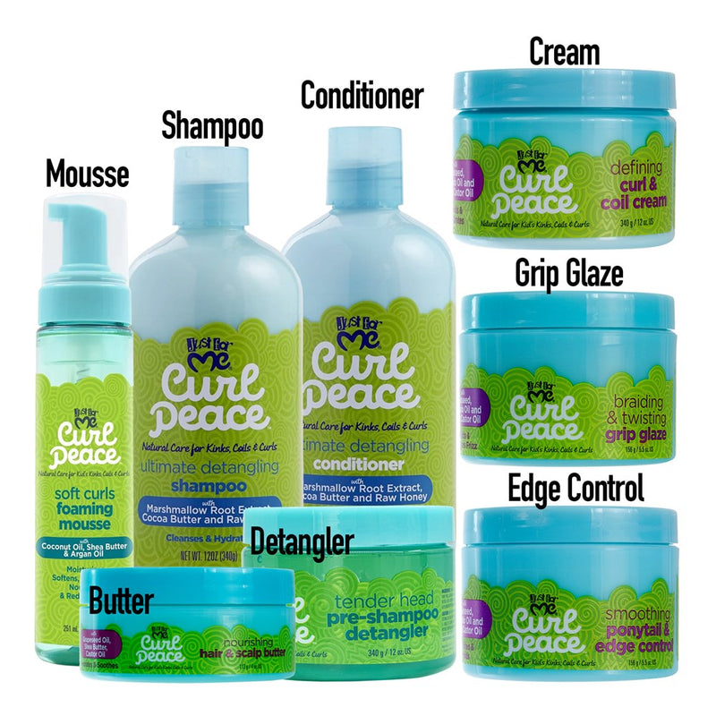 JUST FOR ME Curl Peace Kids Natural Hair Care Bundle (Wash & Styling - 8 items)