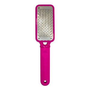 Pink handheld grater on a white background