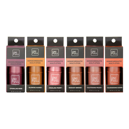 Set of UNI-FULL monochromatic multi-stick packaging on a white background