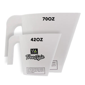Two white squeegees with labeled sizes on a white background