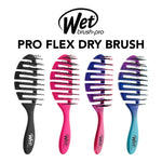Four Wet Brush Pro Flex Dry brushes in different colors on a white background with 'Wet brush pro' branding.