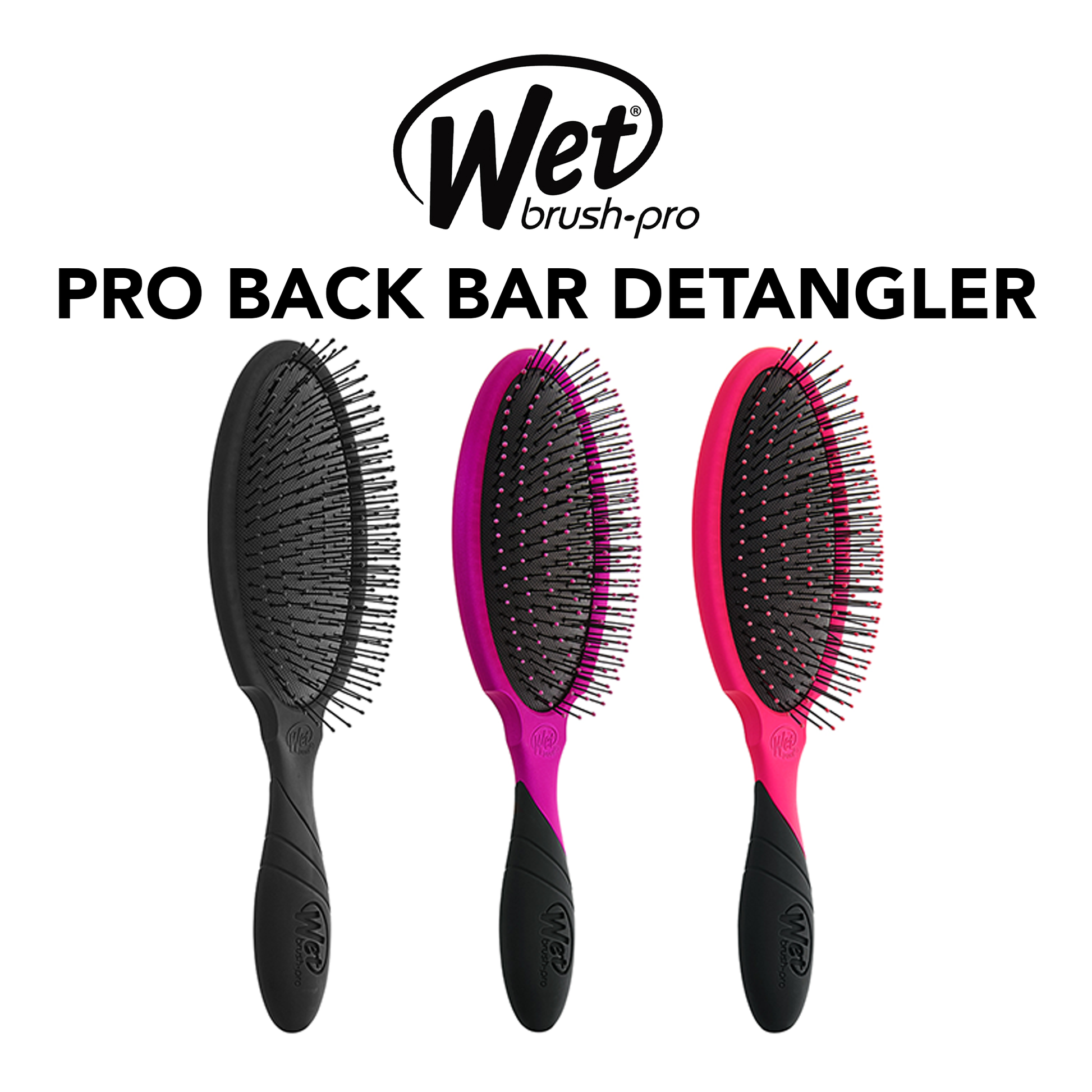 Three Wet Brush Pro hair detanglers on a white background with 'Wet brush pro' branding.