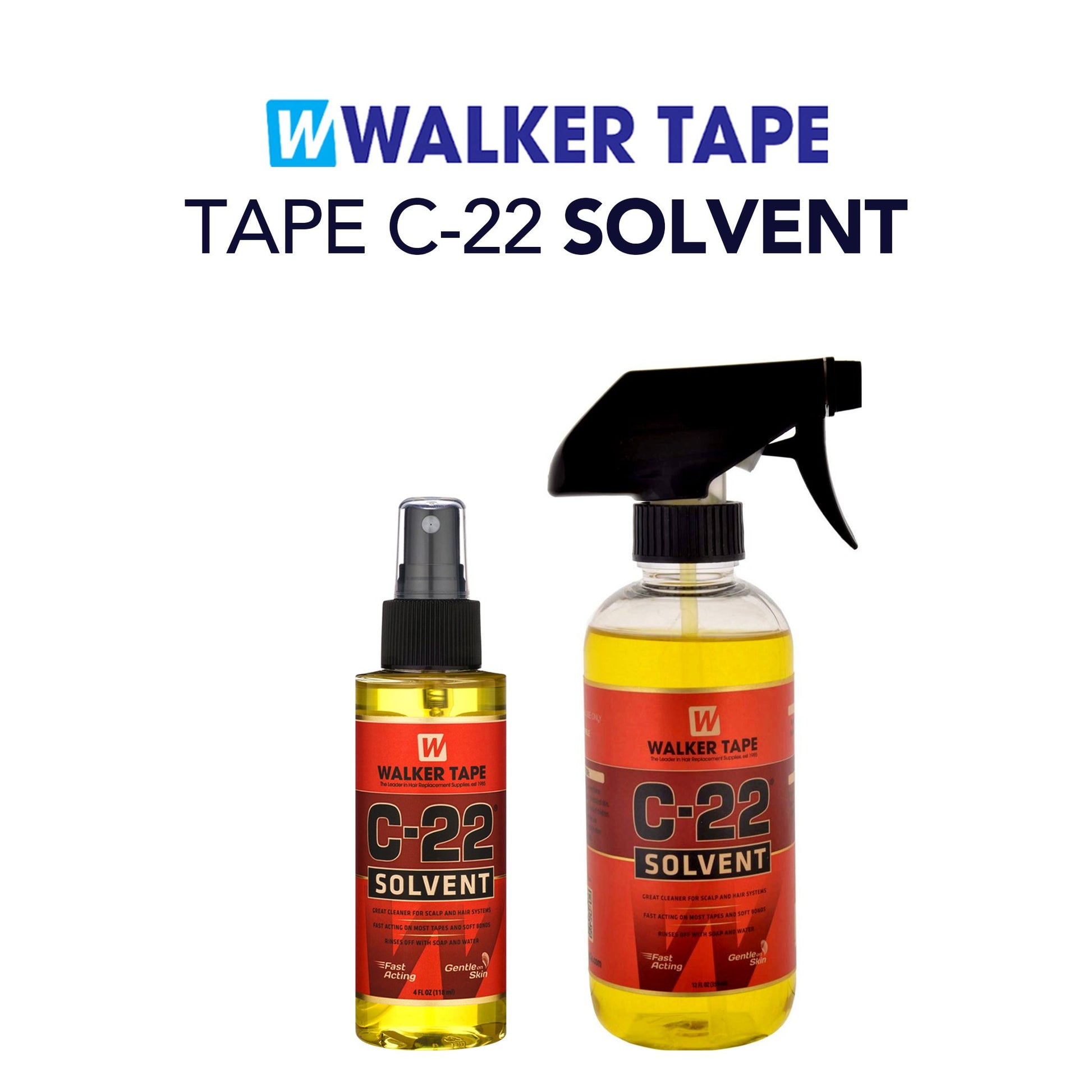 Two bottles of Walker Tape C-22 Solvent on a white background with the Walker Tape logo.