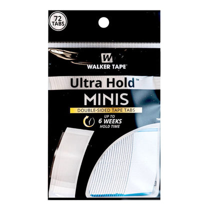 Packaging of Walker Tape Ultra Hold Minis double-sided tape tabs with branding and product details.