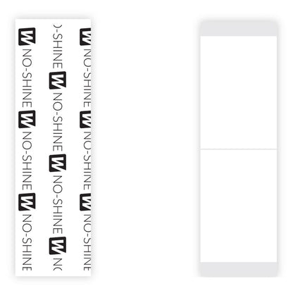 White paper with 'NO SHINE' text and logo on a white background