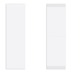 Two white rectangular panels on a white background