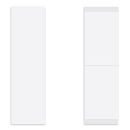 Two white rectangular panels on a white background