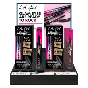 L.A. GIRL Jetsetter Mascara & Eyeliner Styrene Display (9ml,  2colors of Mascara x 6pcs, 2colors of Eyeliner x 6pcs) (GPD589)
