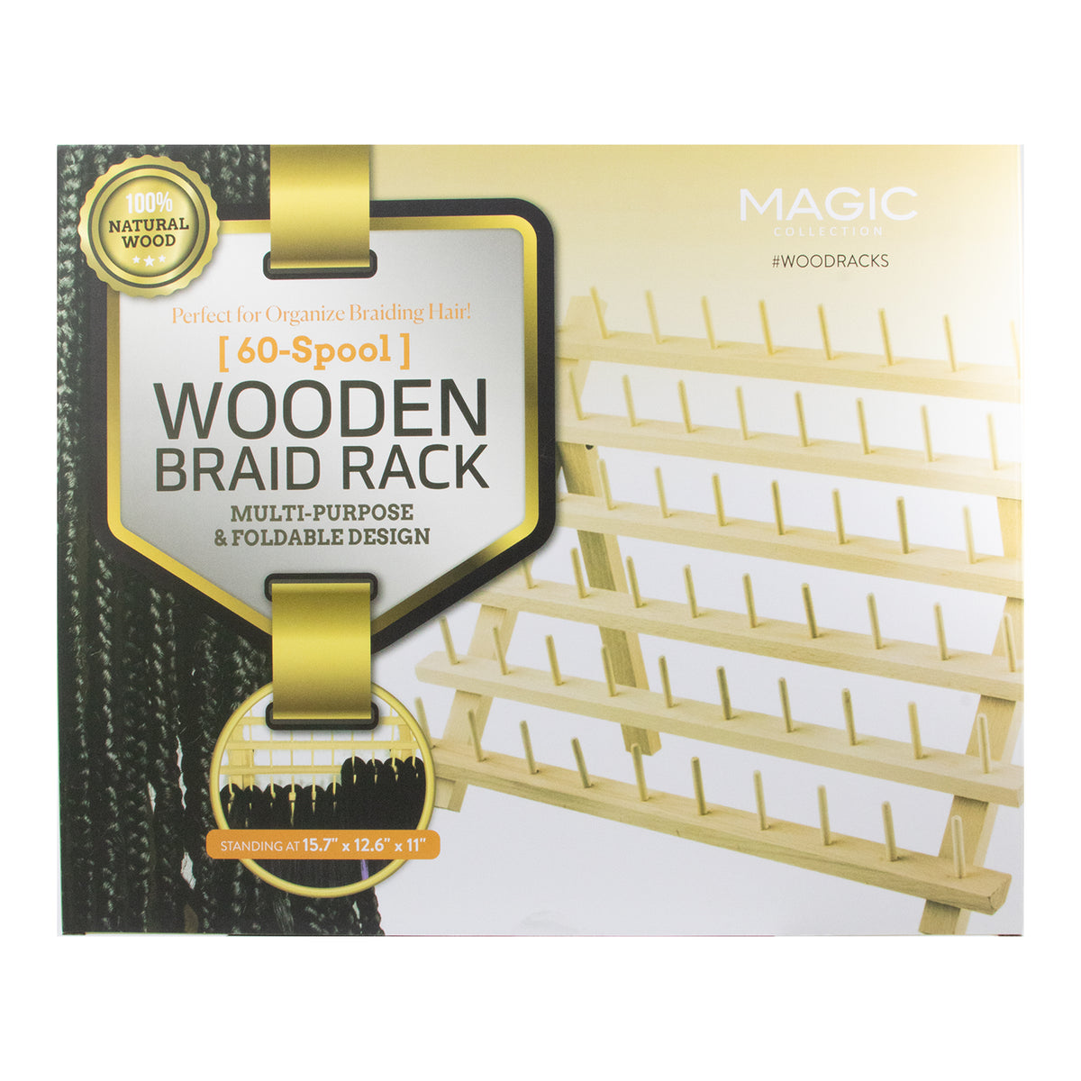 Human Hair Rack MAGIC COLLECTION Braiding Hair Rack 60 Spool