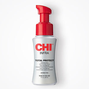 CHI Infra Total Protect bottle with red pump on a white background
