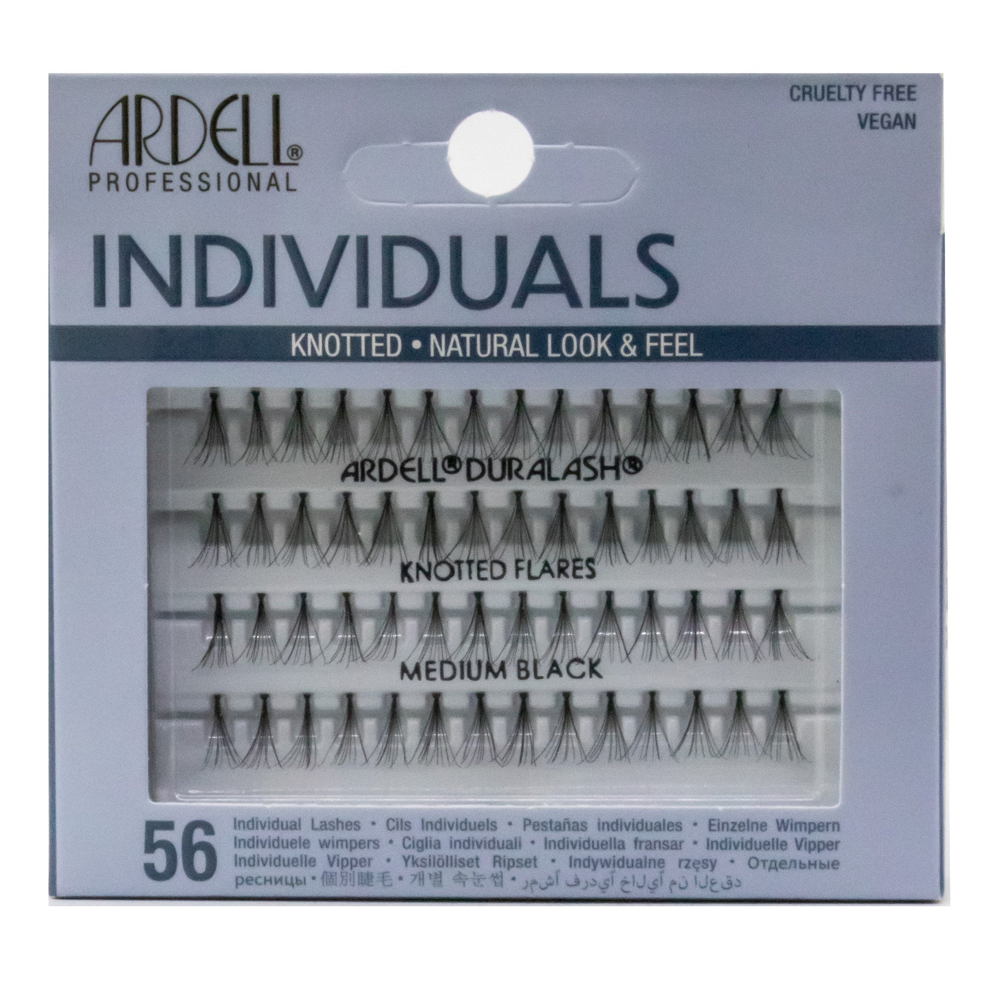 Ardell Individual Lashes packaging with 56 lashes in medium black color.