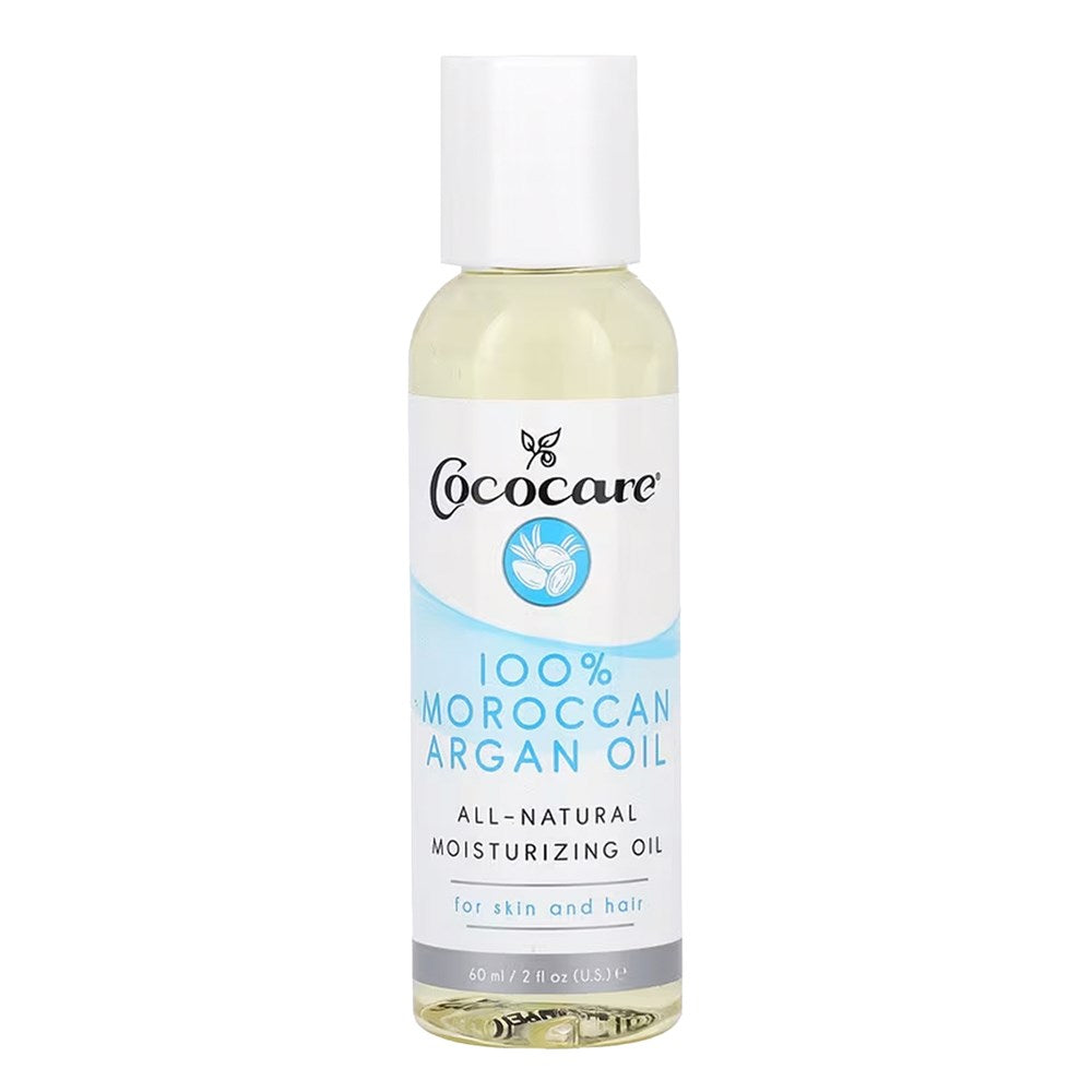 Bottle of Cococare 100% Moroccan Argan Oil on a white background