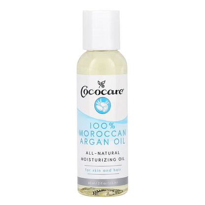Bottle of Cococare 100% Moroccan Argan Oil on a white background
