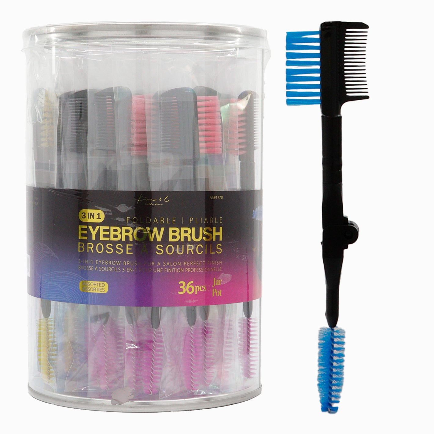 Kim & C 3 in 1 Eyebrow Brush (36pcs/Jar)