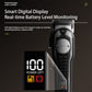 Hair clipper with smart digital display showing battery level on a dark background
