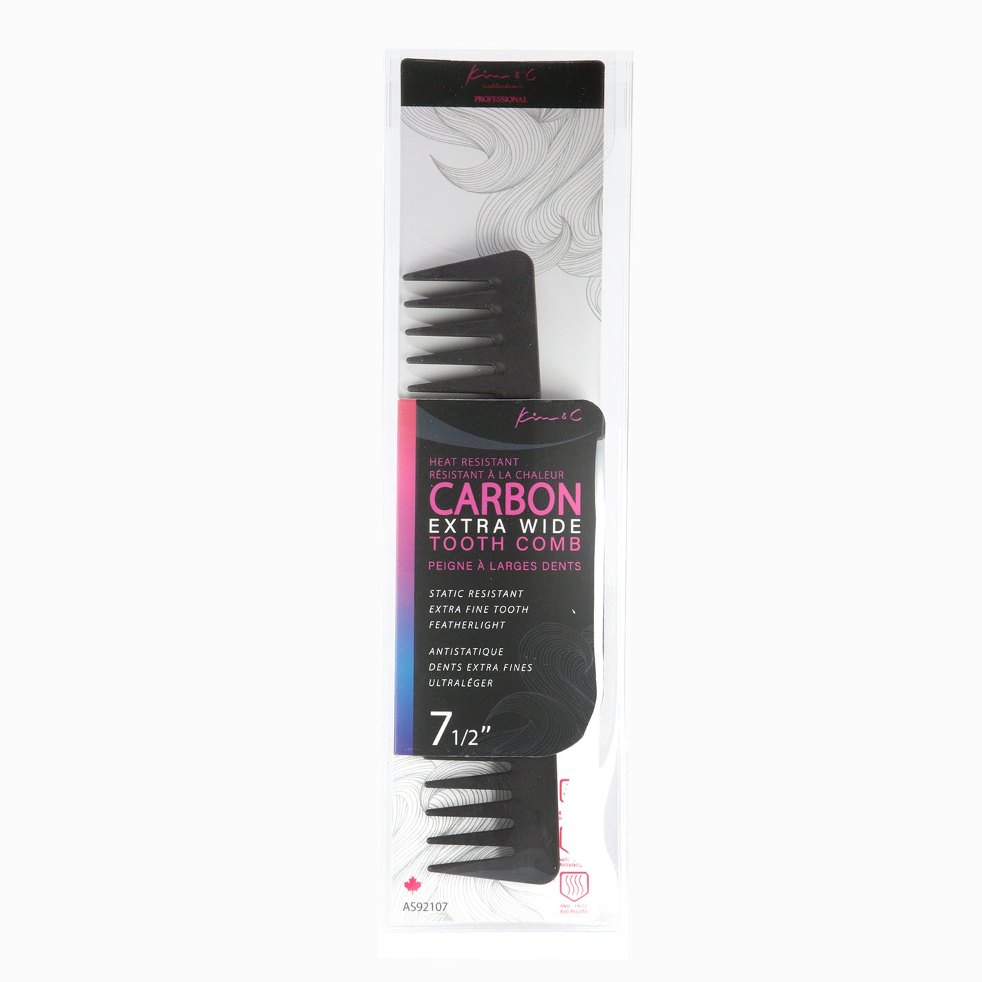 Kim & C Carbon Extra Wide Tooth Comb 7 1/2inch