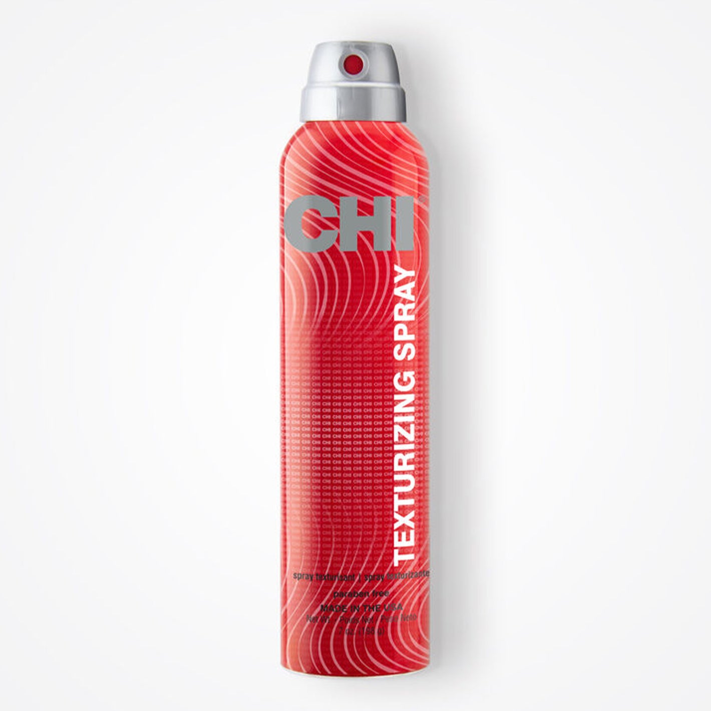 Red can of CHI Texturizing Spray on a white background