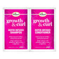 Two Difeel growth & curl biotin infused shampoo and conditioner packets on a white background.