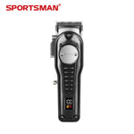 Hair clipper with digital display on a white background, branded as Sportsman.