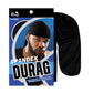 Mr. Durag Spandex Durag in black, shown next to its retail packaging card on a plain white background.