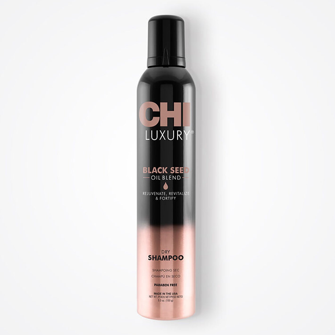 CHI Luxury Black Seed Oil Blend dry shampoo bottle on a white background