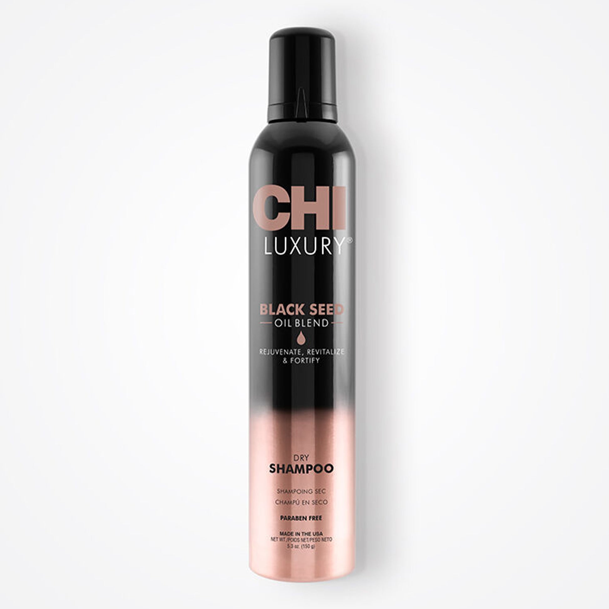 CHI Luxury Black Seed Oil Blend dry shampoo bottle on a white background