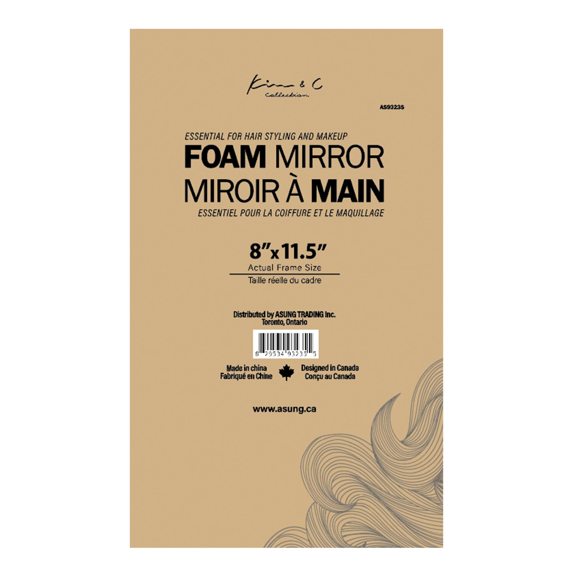 Kins & Co. Foam Mirror packaging with text and branding on a beige background